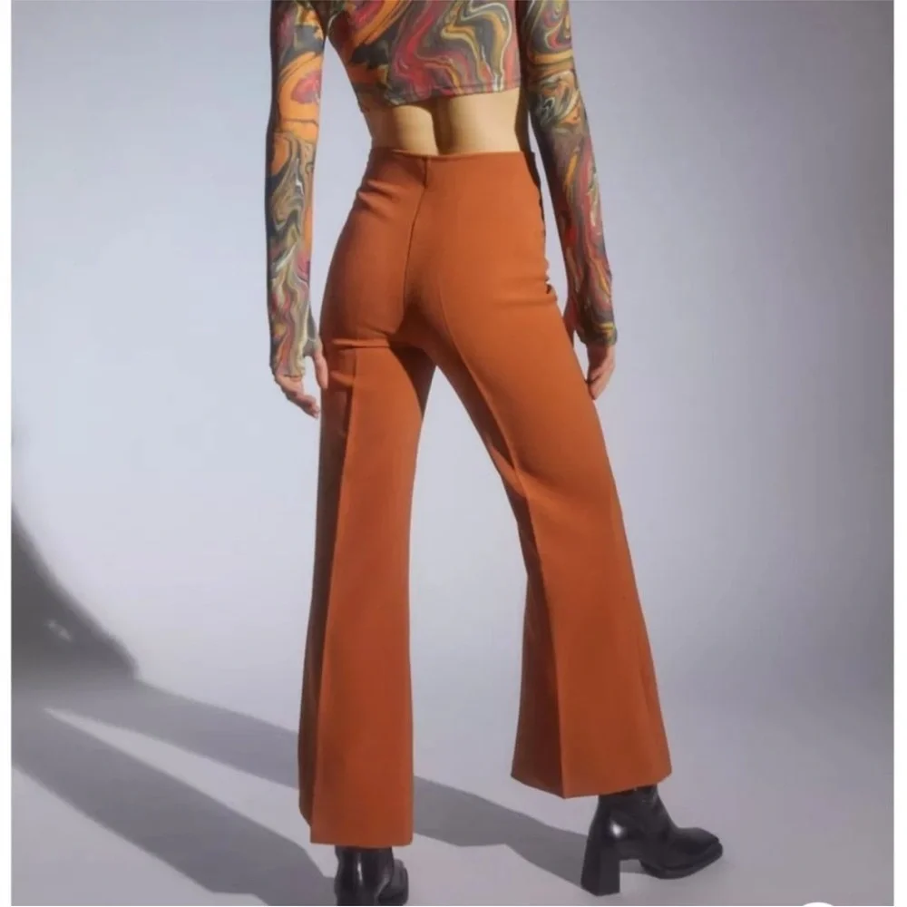 Urban Outfitters UO Naya High-Waisted Flare Pant Rust Orange